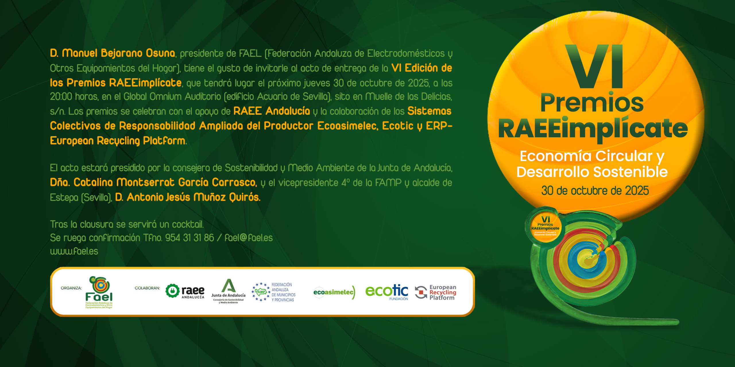 FAEL celebrará el acto de entrega de los VI Premios RAEEimplícate el próximo 30 de octubre
